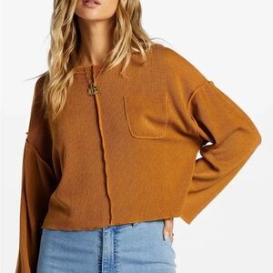 Billabong You Seam Happy Boxy Relaxed Fit Rib Knit Long Sleeve Top Shirt